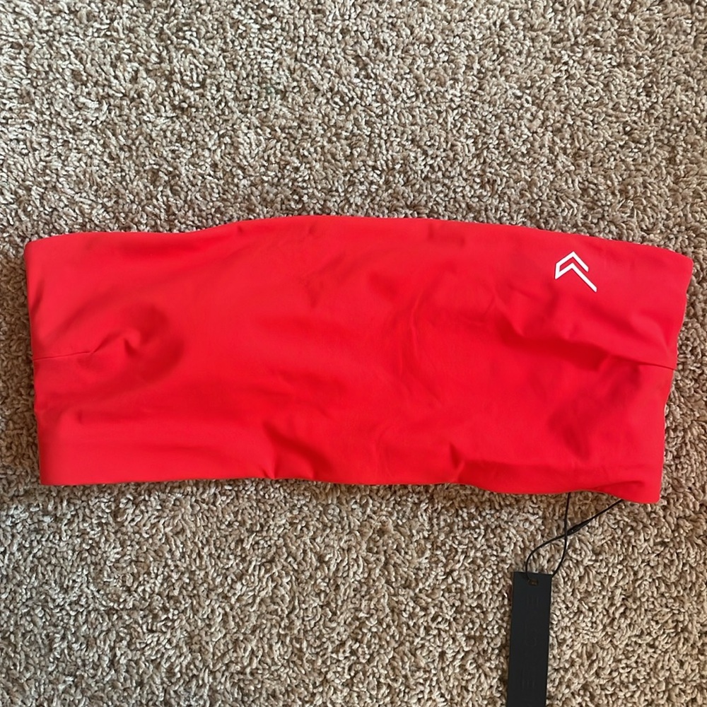 NWT Oner Active Bandeau Sports Bra-muscle mummy red